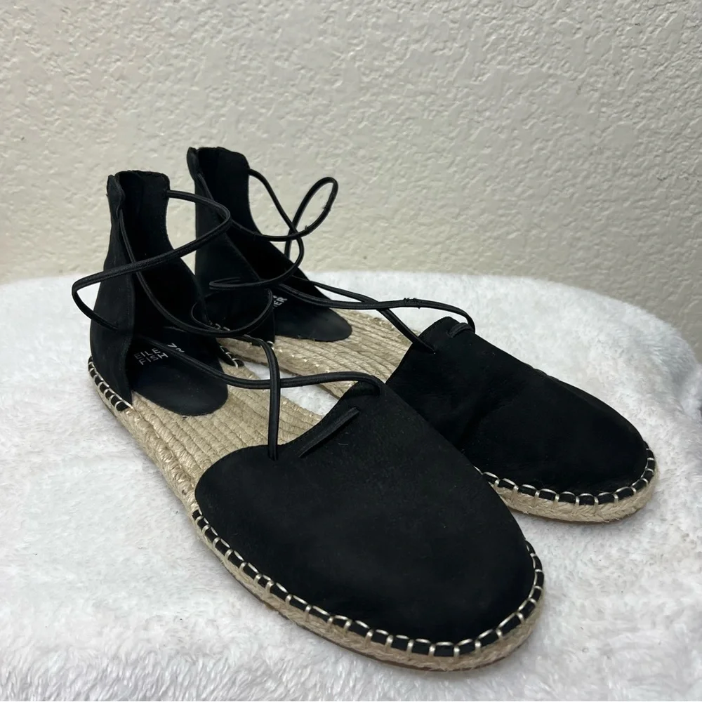 Eileen Fisher Lace Up Strappy Lala Sandal Espadrilles Flats Closed Toe Size 9